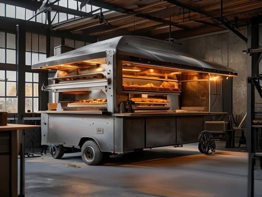 Mobile wood-fired pizza oven trailer, fully equipped — photo 1